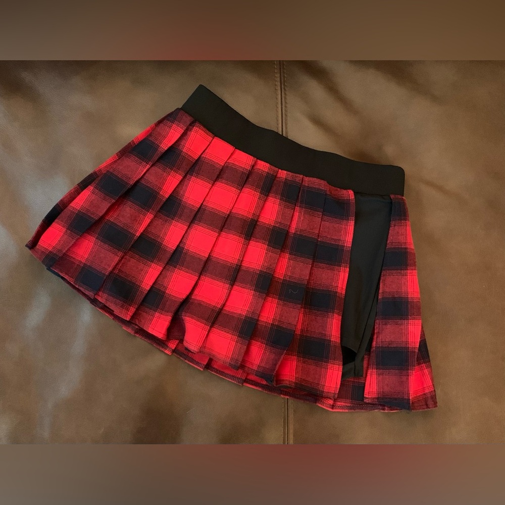 NEW Halara High Waisted Pleated 2-in-1 Side Pocket Plaid Mini Skirt Women S